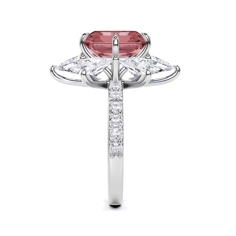 Ruby Radiant Cut and Diamond  High Jewellery Ring