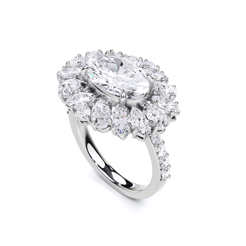 Oval Round Diamond Ring