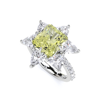 Yellow Radiant Cut and Diamond  High Jewellery Ring