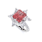 Ruby Radiant Cut and Diamond  High Jewellery Ring